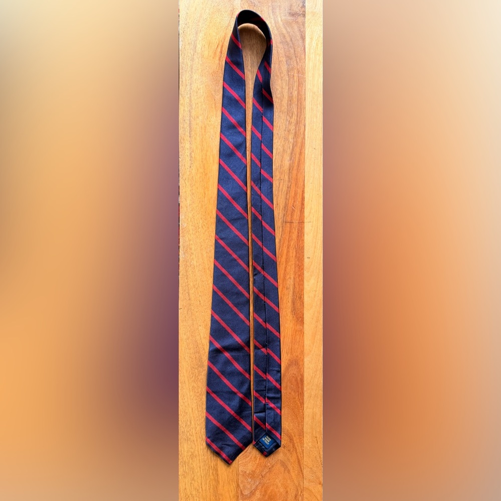 Polo by Ralph Lauren Navy and Red Diagonal Stripe Silk Tie